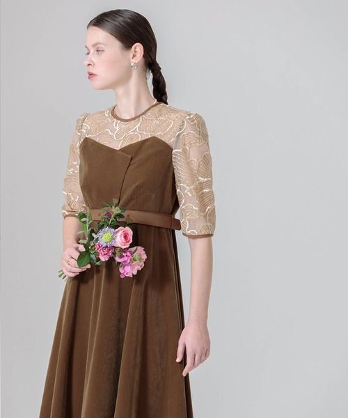 Leja（レジャ） ドレス 「LEJA」ビスチェ風ウエストベルト付き花柄