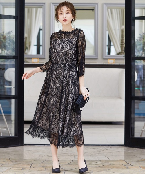 niana（ニアナ） ドレス 総レースポケット付き結婚式ワンピースドレス