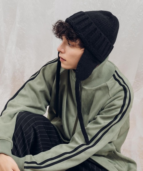 Jun Mikami モヘヤ ボンネットネイビー イヤーフラップニット帽2024