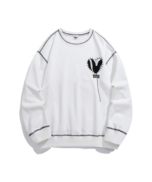 トレーナー スウェット HOOK -original- ゼブラ模様ハートパッチ飾り