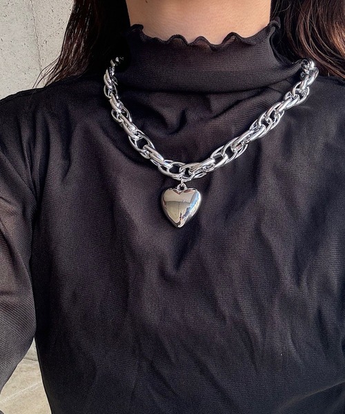 ネックレス ビッグチェーンハートネックレス レディース : ZOZOTOWN