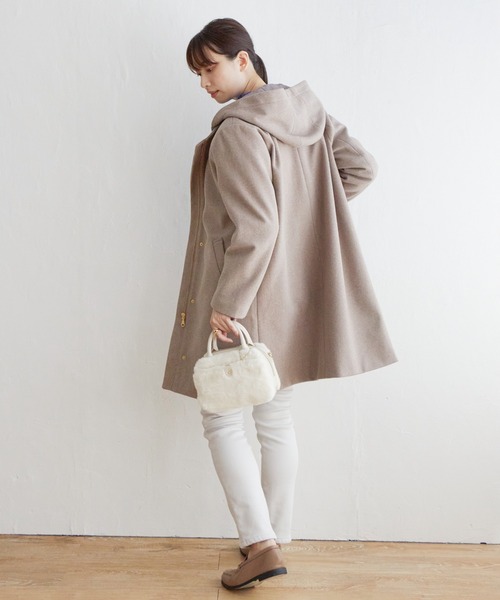 IKKA LOUNGE コート アウター ウールライクフード取り外しコート