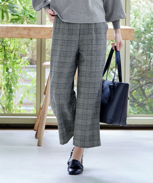 Tiaclasse パンツ 「安田美沙子さん着用」起毛チェック柄ワイドパンツ
