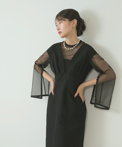 Kana ドレス ジャガード ワンピース チュール トップス セット