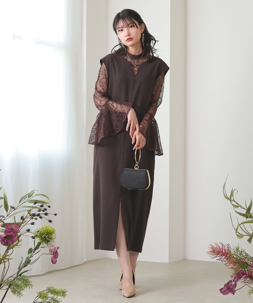 Kana ドレス ベルスリーブ スリット 2way ワンピース デイリー