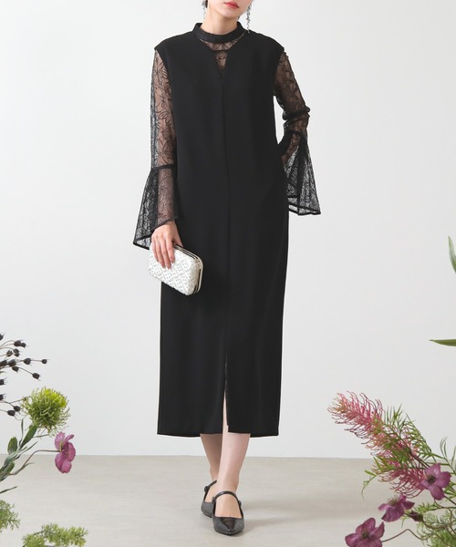 Kana ドレス ベルスリーブ スリット 2way ワンピース デイリー