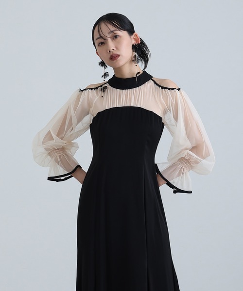 atlo（アトロ） ドレス 袖あり＆ロング パーティードレス チュール