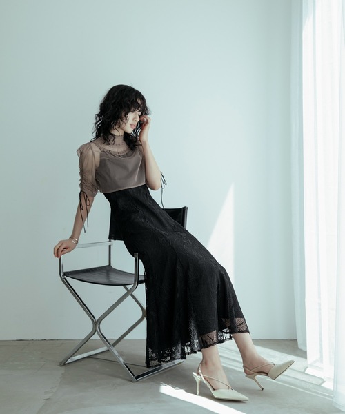 niana（ニアナ） ドレス チュールボレロレースキャミワンピレイヤード