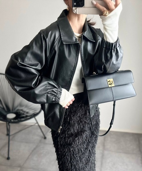 Ada. ブルゾン アウター フェイクレザー ショート ジャケット