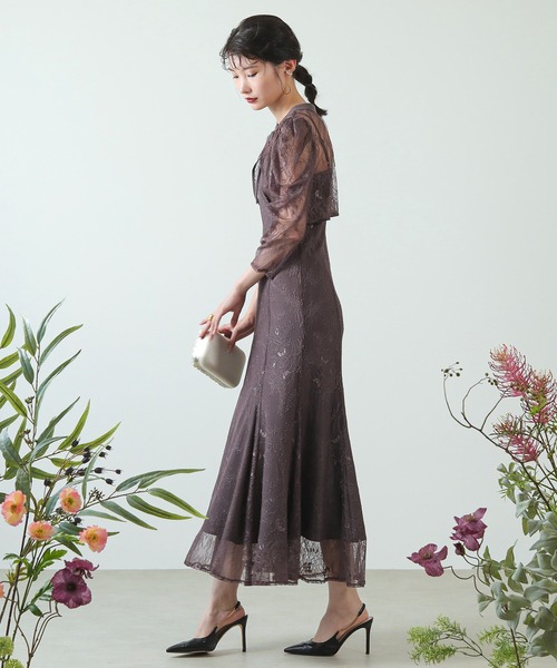 Kana ドレス 3way レースボレロセット フレア パーティー ドレス 2点