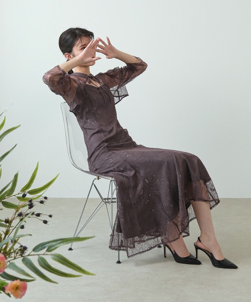 Kana ドレス 3way レースボレロセット フレア パーティー ドレス 2点