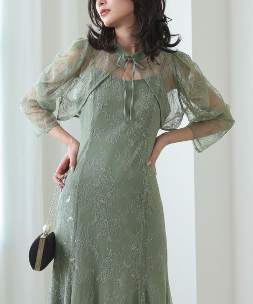 Kana ドレス 3way レースボレロセット フレア パーティー ドレス 2点