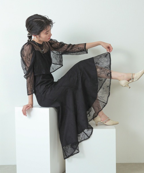 Kana ドレス 3way レースボレロセット フレア パーティー ドレス 2点