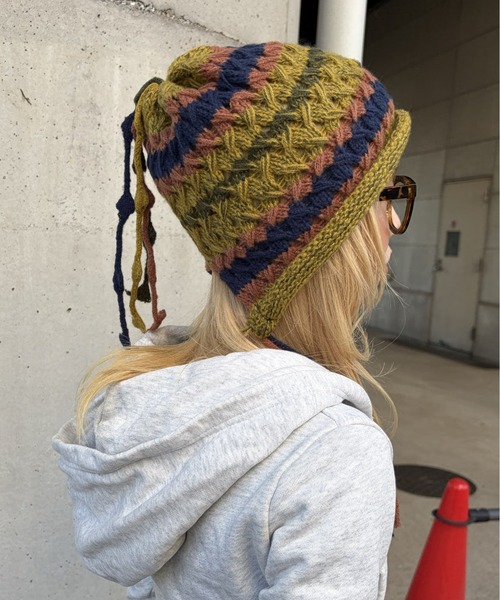 ニット帽 ニットキャップ 「HIKA」タッセル 付きカラフルニット帽