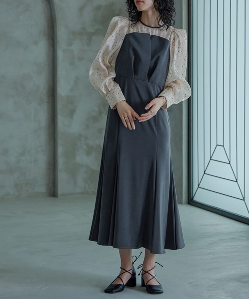 niana（ニアナ） ドレス マーメイドドットスリーブロングワンピース