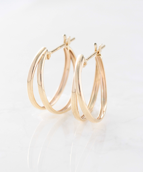 NOIR DE POUPEE（ノワールドプーペ） ピアス K10 2連 フープピアス