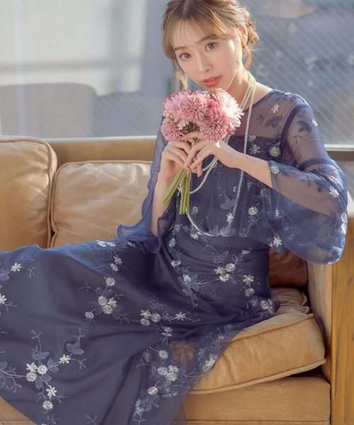 Retica（レティカ） ワンピース パーティー ドレス 二次会 花柄刺繍 七