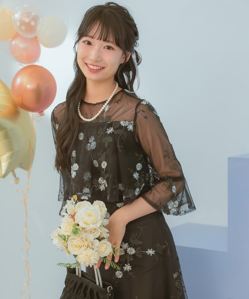 Retica（レティカ） ワンピース パーティー ドレス 二次会 花柄刺繍 七