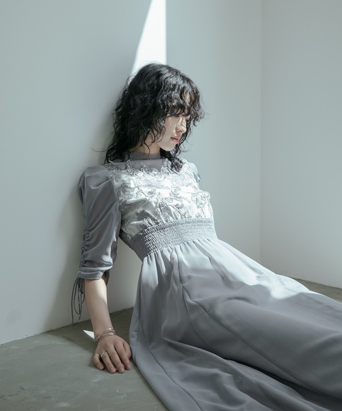 niana（ニアナ） ドレス フラワーレース×オーガンジーパーティードレス