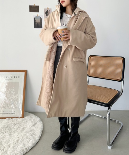 CLEA コート チェスターコート フード付きレイヤードチェスターコート