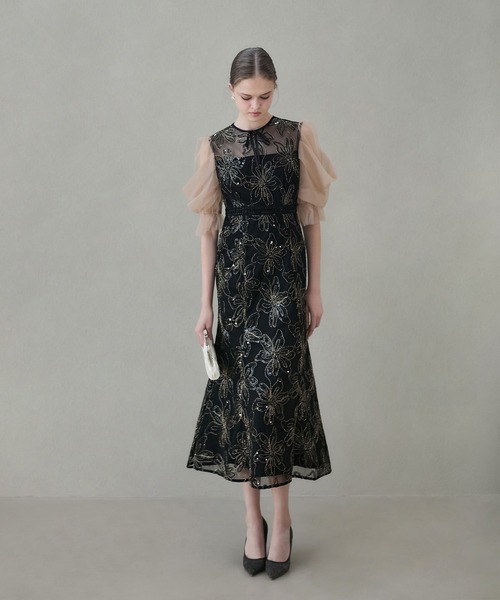 Leja（レジャ） ドレス 「LEJA」スパンコールフラワーリボンチュール