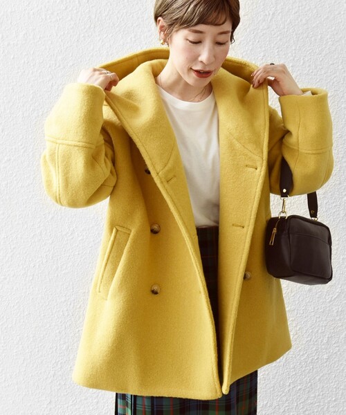 SHIPS any アウター any: ナッピング フード ショート コート