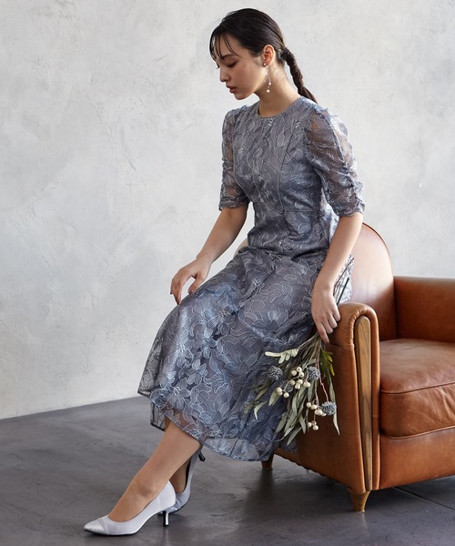 AIMER（エメ） ドレス チュールエンブロイダリーレースパイピング