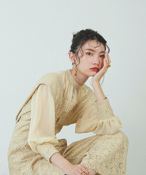 Kana パンツドレス 幾何学柄 レース セットアップ パンツ パーティー