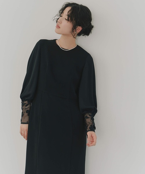 kaene（カエン） ドレス エンブロイダリースリーブドレス「ブラック