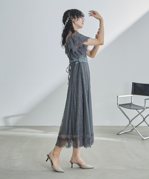 niana（ニアナ） ドレス レーステープドットチュール切替ドレス