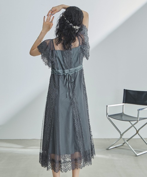 niana（ニアナ） ドレス レーステープドットチュール切替ドレス