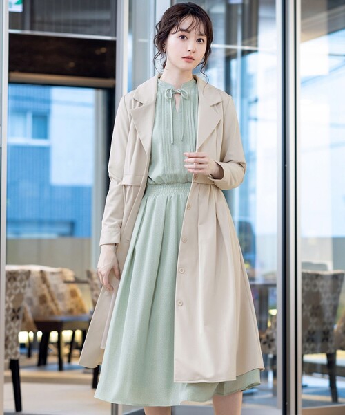 Tiaclasse ワンピース 「洗える」細リボンギャザーワンピース