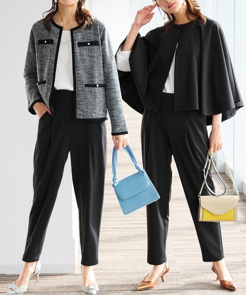 BBCOのうすい茶で、黒のへリンボーンの ベストとパンツ のセットアップ