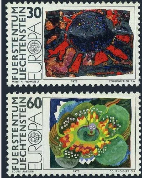 リヒテンシュタイン切手 1975年 ヨーロッパ切手 絵画 2種 - すてきな