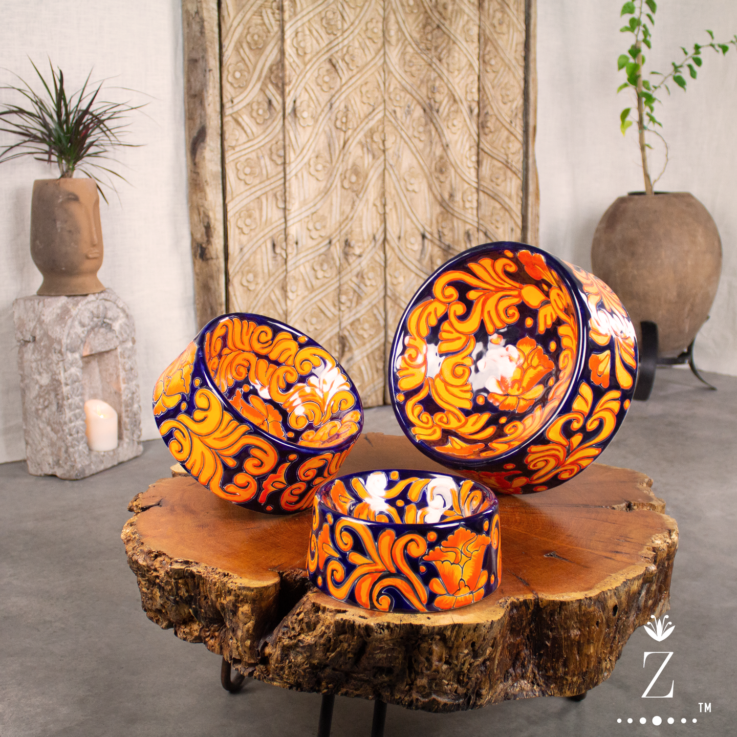 Talavera Pet Bowl | Sol Pattern - Zenwaro