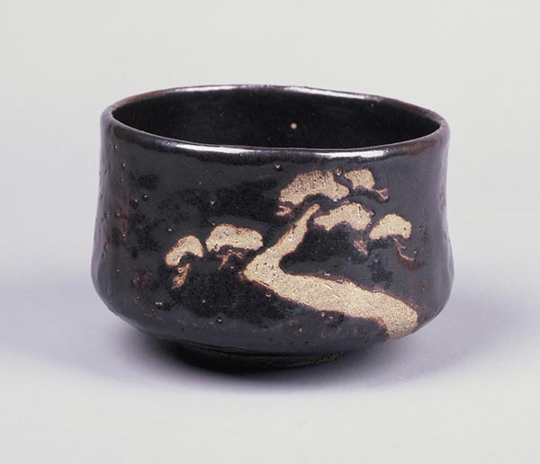 膳所焼茶碗暗香文字目彫宗也