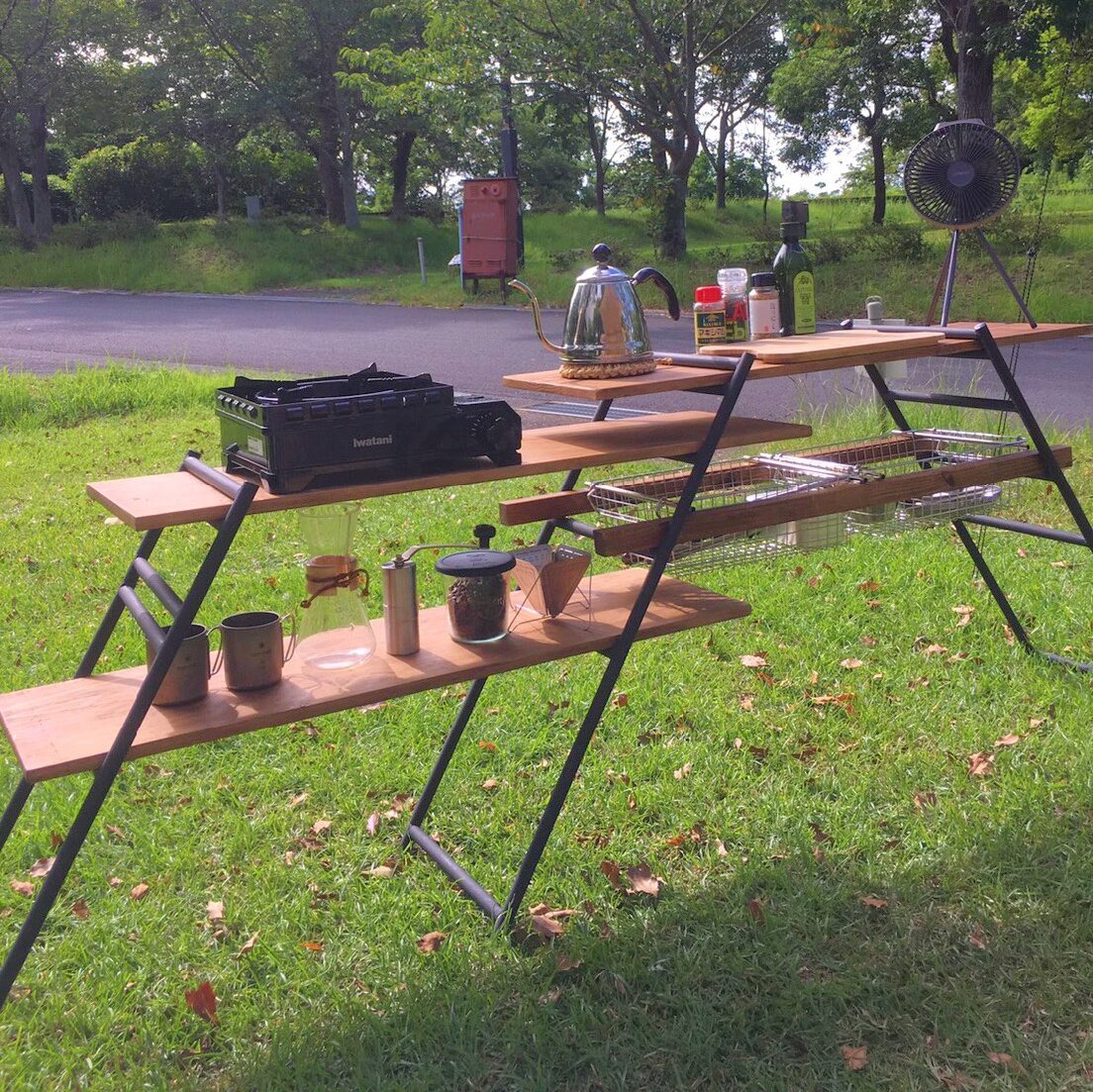 DODテキーラキッチンレッグ】キャンプサイトをおしゃれに収納！調理台