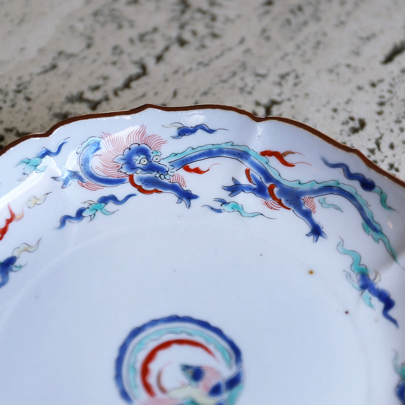 九谷焼須田菁華古染付祥瑞文様図小皿5客 九谷焼須田菁華古染付祥瑞文様