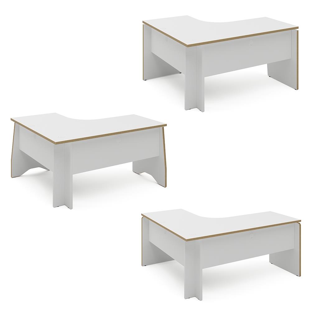 カスタマイズデスク L字型天板 パネル脚 ホワイト の通販