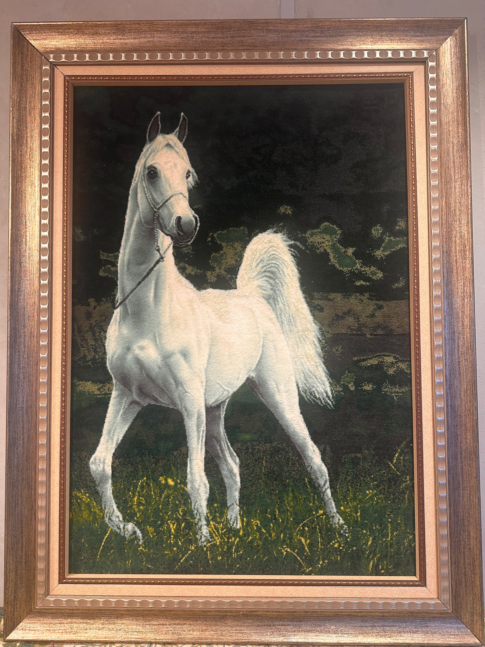 ペルシャ絨毯手織り絵画絨毯鑑定書付きフレーム付き