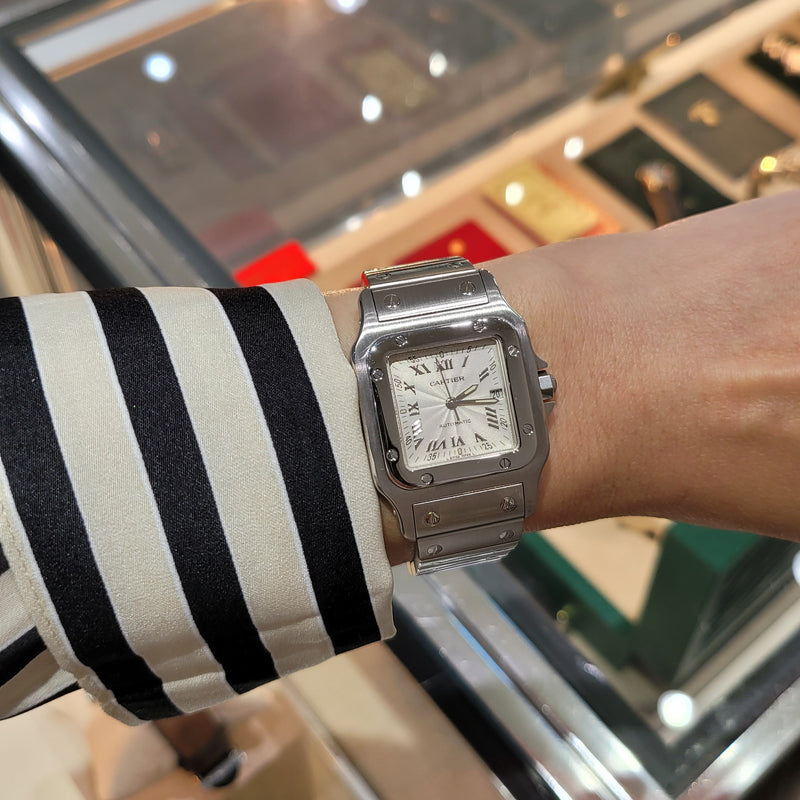 CARTIER - Santos de Cartier Galbée Silver Roman Numerals 29mm