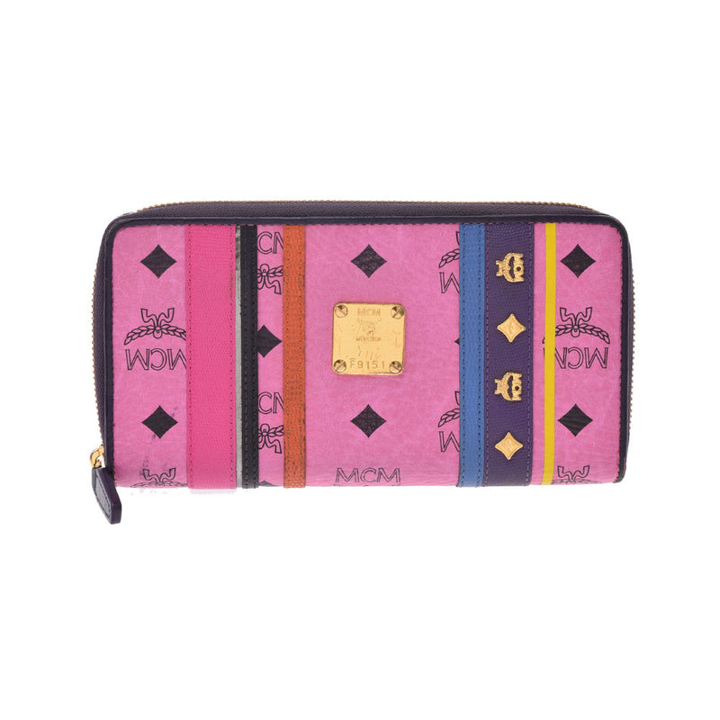MCM 財布 ピンク エムシーエム ピンク ゴールド金具 レディース 三