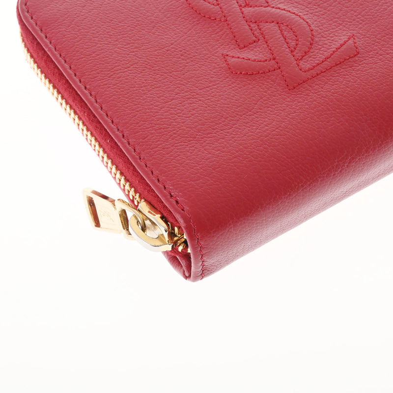 イヴサンローランコンパクト財布 レッド ゴールド金具 レディース