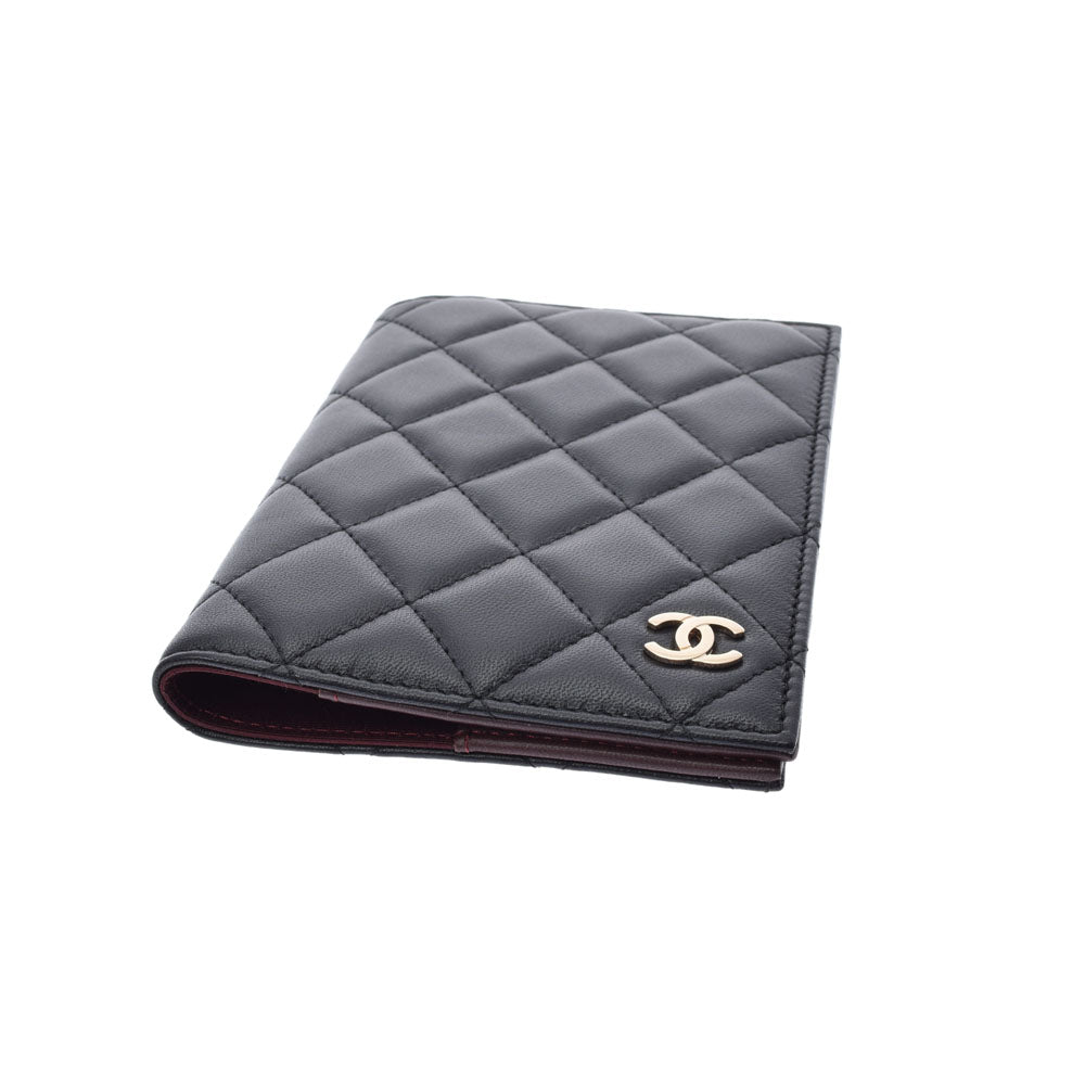 シャネルココマーク パスポートカバー 黒 ユニセックス ラムスキン