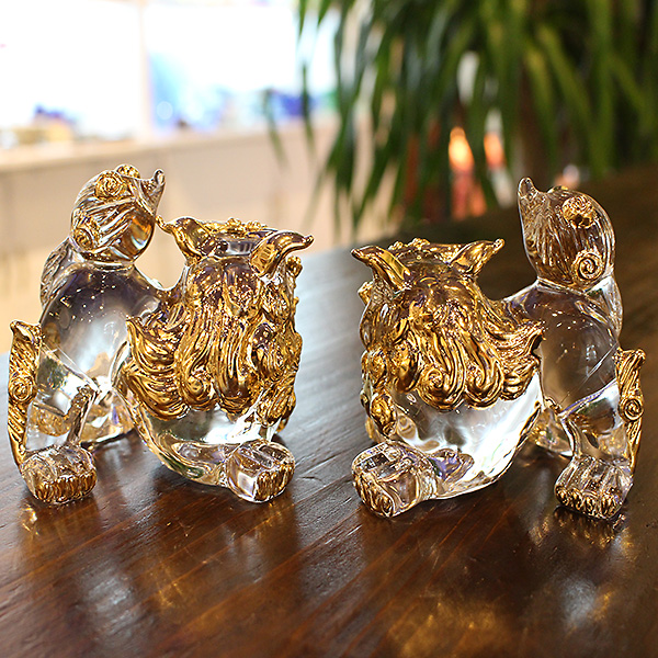 貴重』シーサー琉球ガラス版（琥珀色）