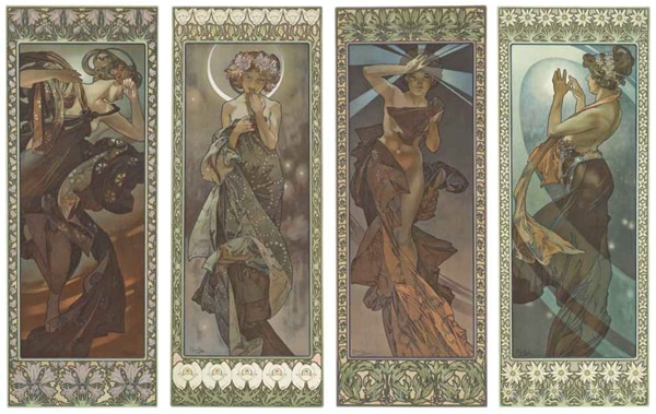 アルフォンス・ミュシャ、月、連作〈四つの星〉より、希少な画集より