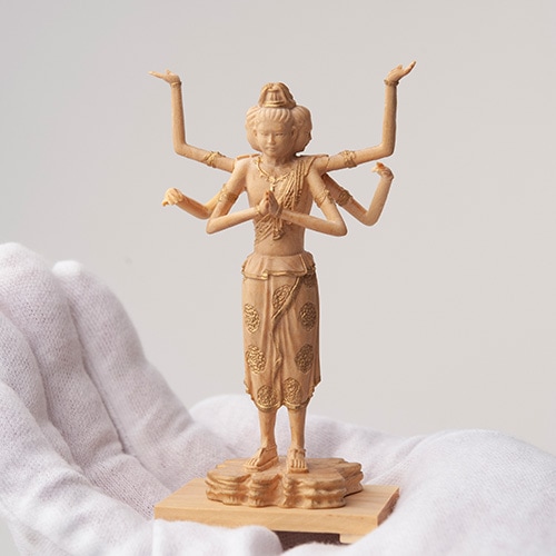 仏教美術 樹脂 阿修羅像 特大52cm 在銘 共箱 細密彫 仏像 骨董 時代