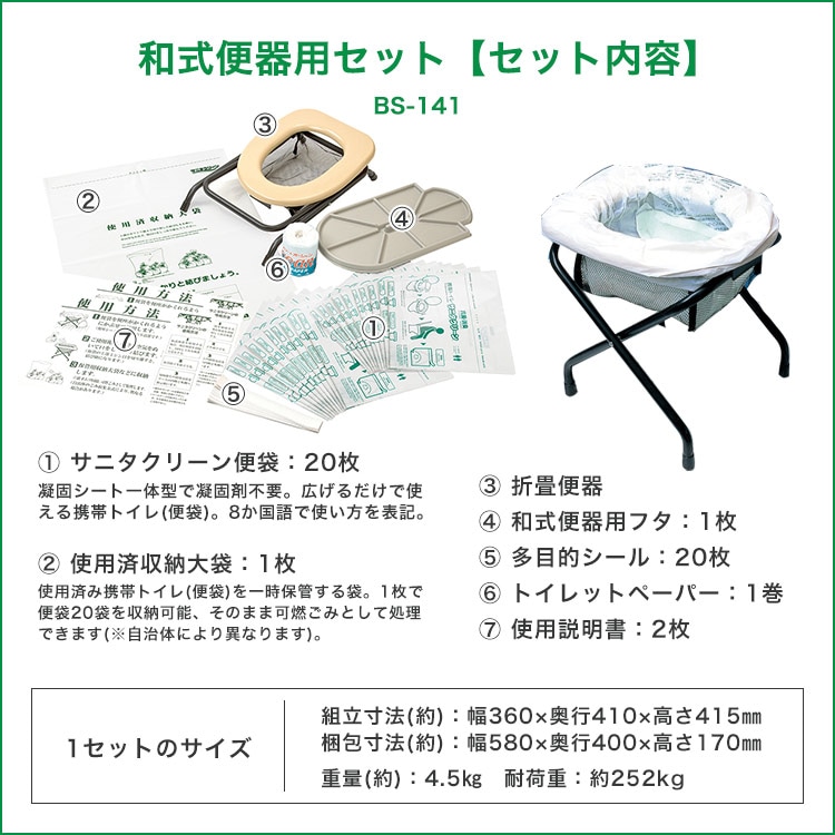 サニタクリーン 和式便器用 便袋20枚入 BS-141 ｜ あんしんの殿堂 防災館