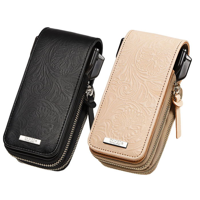 本革 高級 レザー 手縫い ダーツケース かがり縫い コンチョ