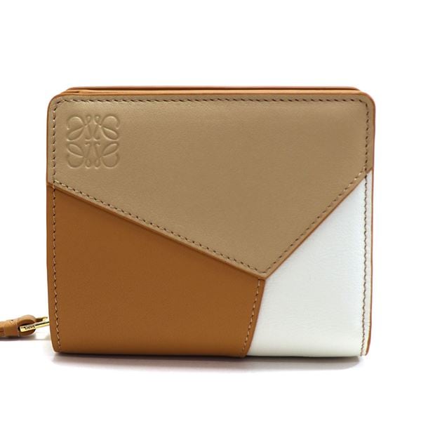 LOEWE 二つ折り財布 ネイビーとブラウン LOEWE】二つ折り財布 ネイビー